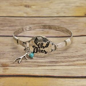 Oh Deer Round Disc Message Bangle